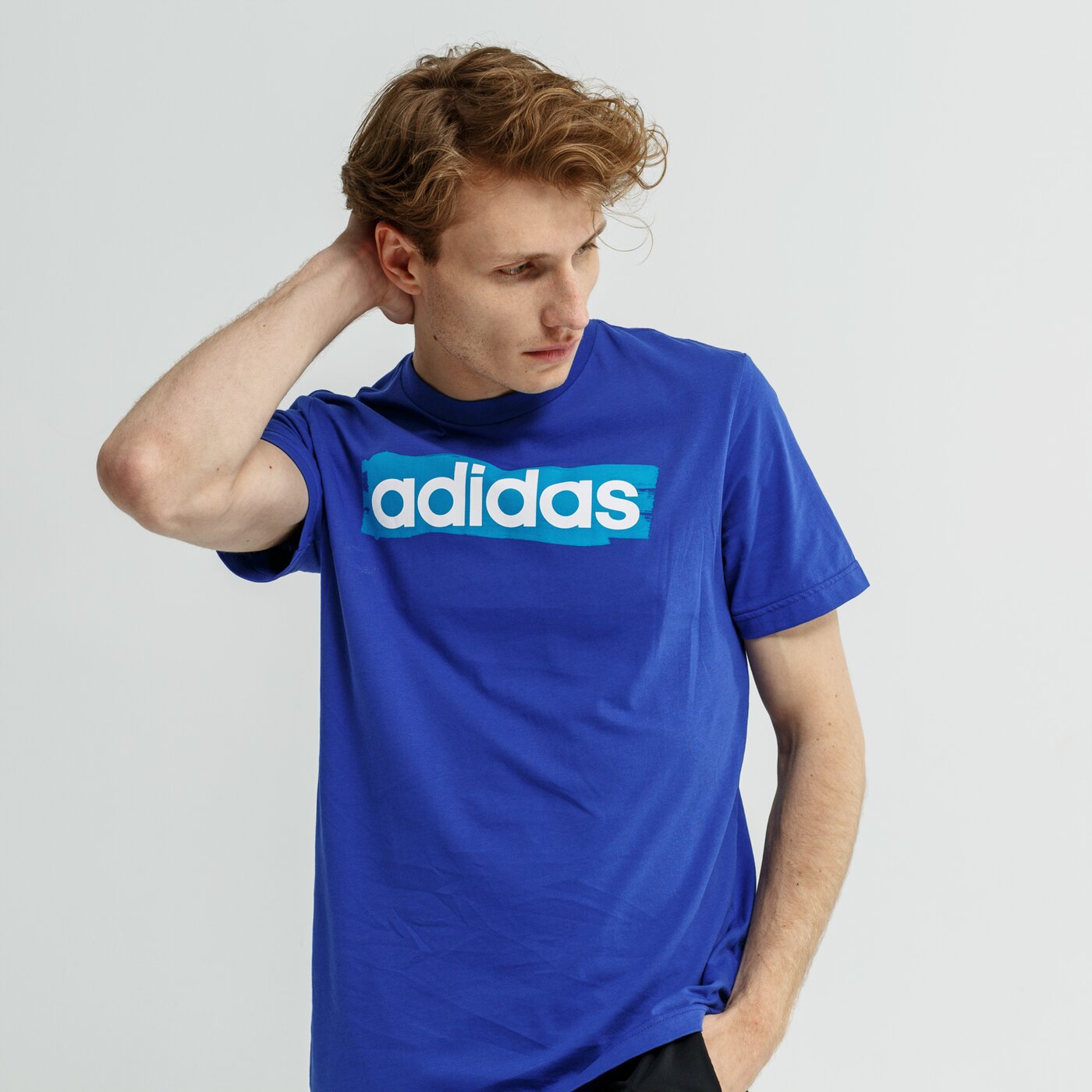 Koszulka męska ADIDAS T-SHIRT SS E LIN BRUSH T dv3052 kolor niebieski