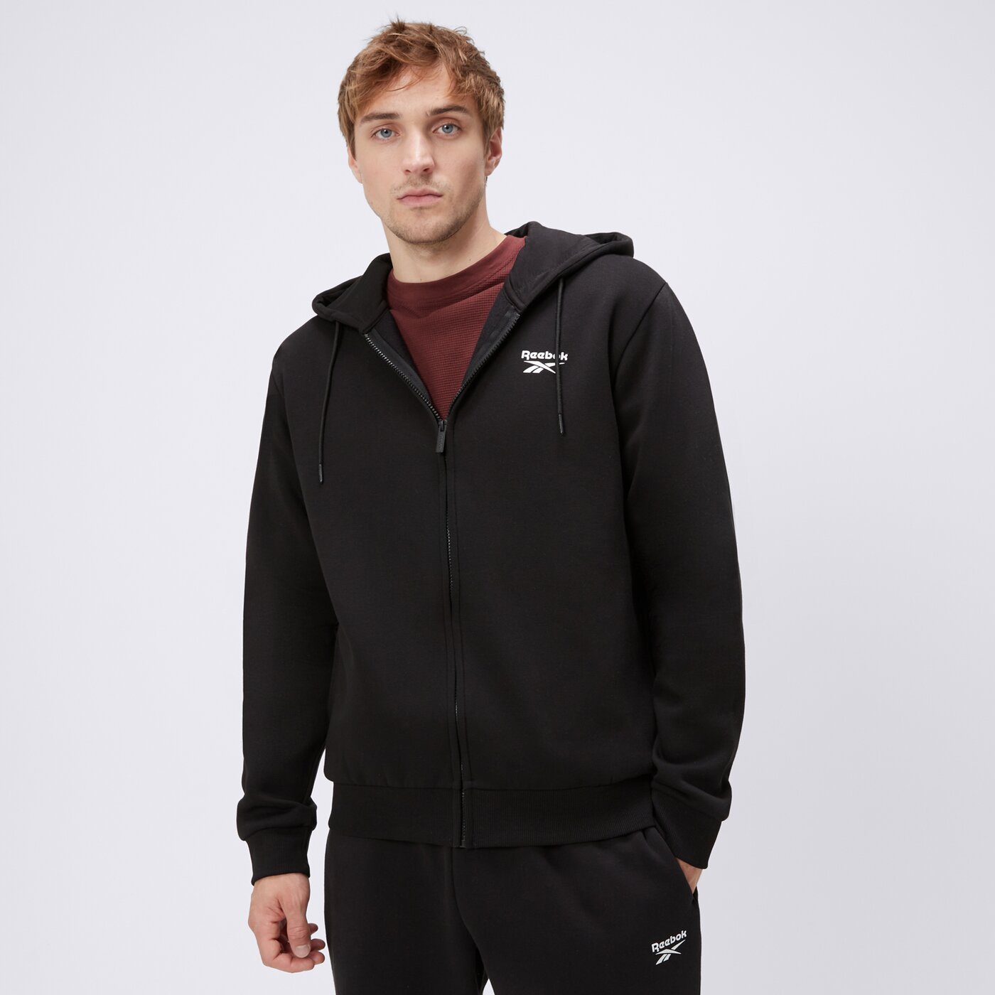 Bluza męska REEBOK BLUZA ROZPINANA Z KAPTUREM COLTON 100240560 kolor czarny