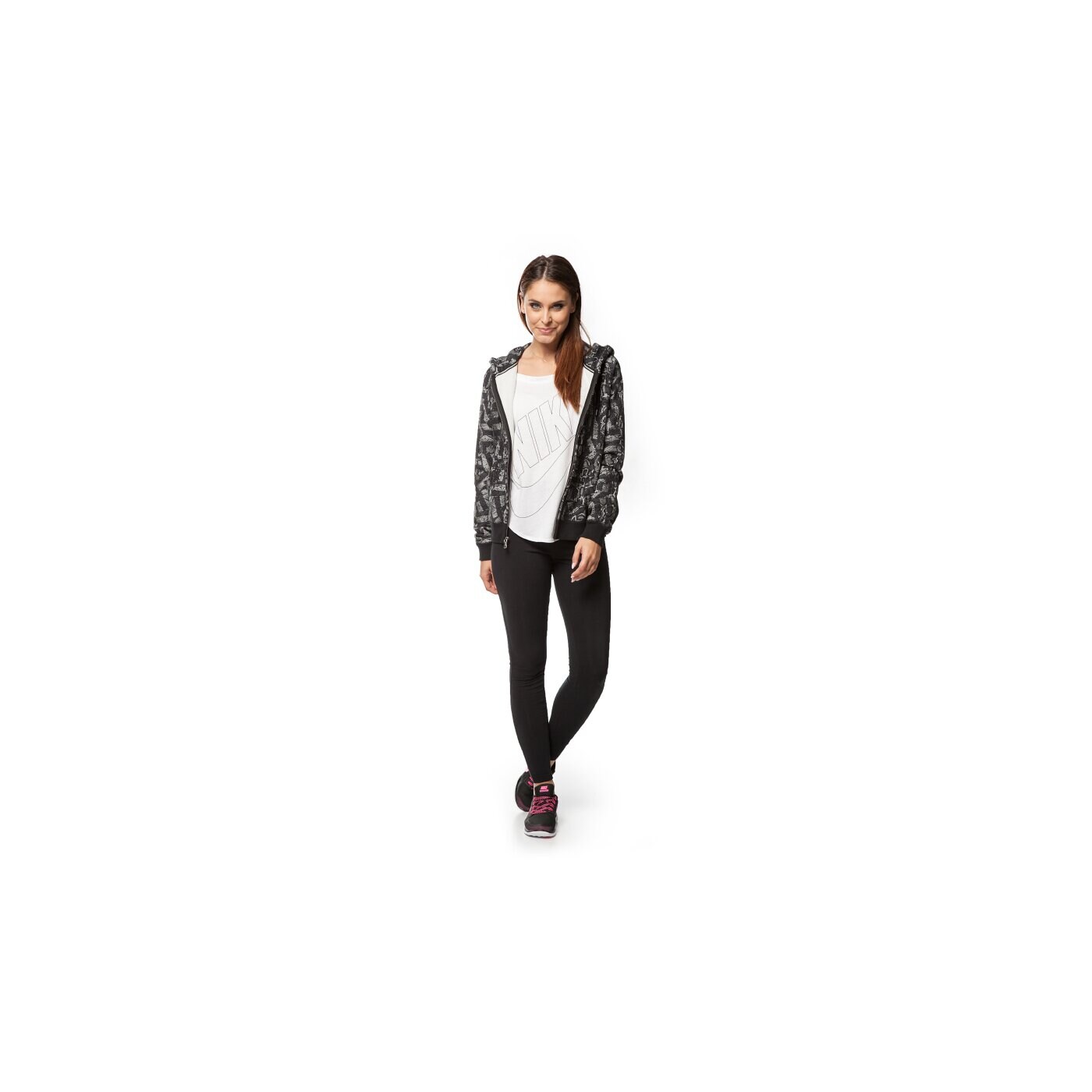 Bluza damska NIKE BLUZA RALLY FZ HOODY-AOP 678381092 kolor szary