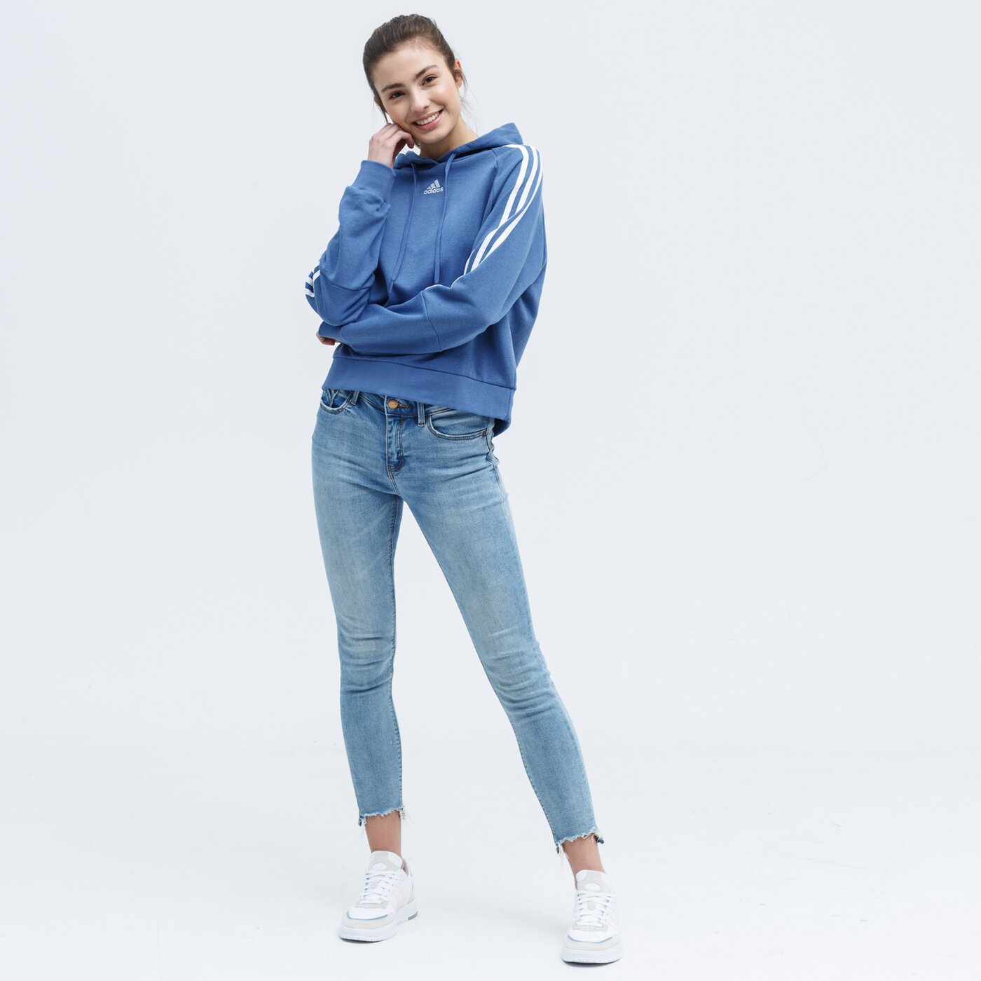 Bluza damska ADIDAS BLUZA Z KAPTUREM W 3S HD gl1461 kolor niebieski