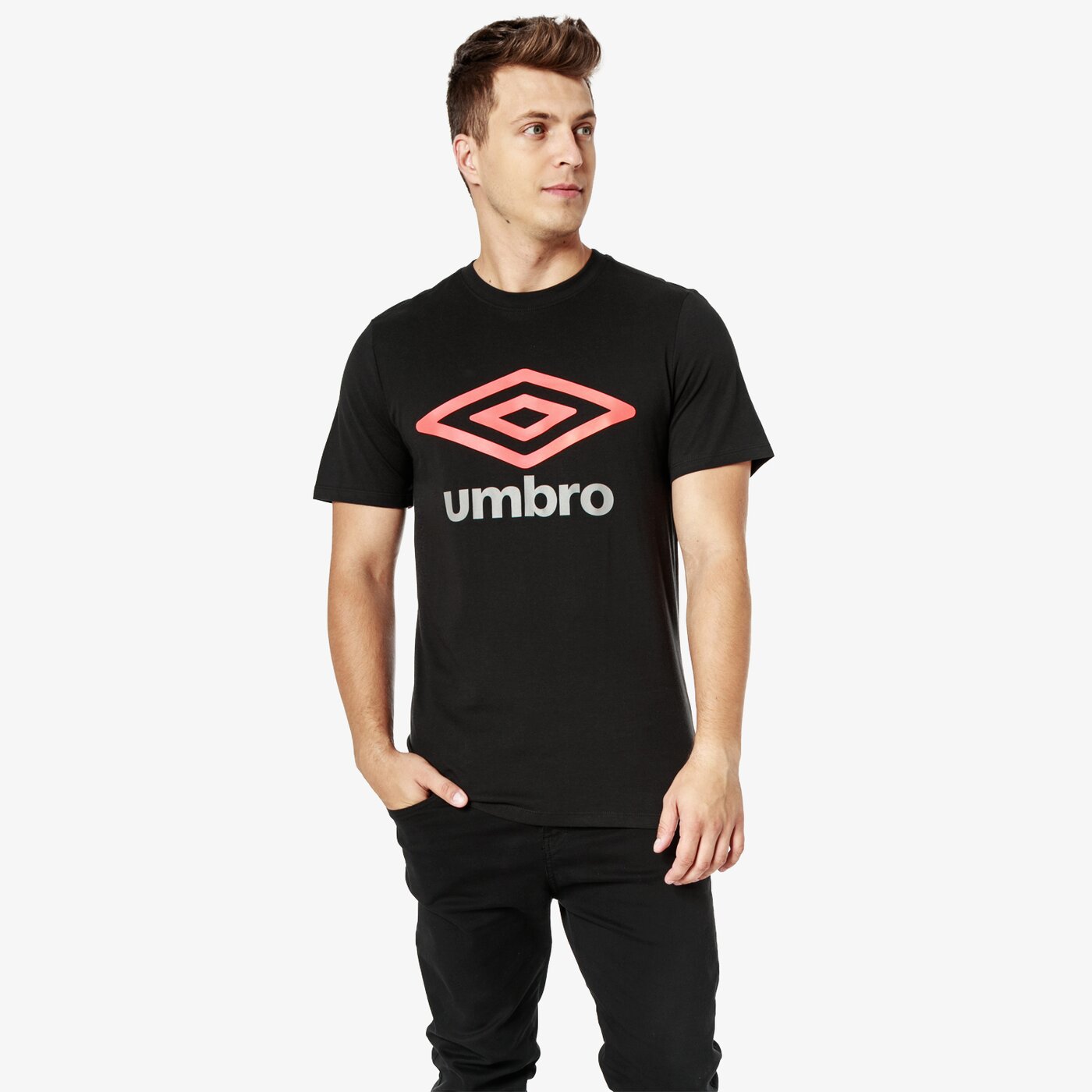 Koszulka męska UMBRO T-SHIRT SS LARGE LOGO 65470u-het kolor czarny