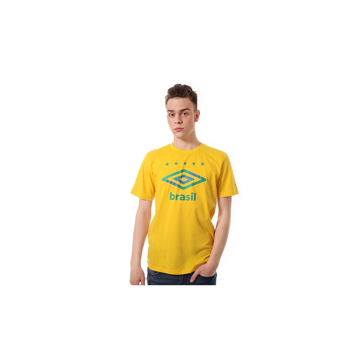 Koszulka męska UMBRO T-SHIRT 2014 TEE BRASIL FLAG LOGO 62342u3ao kolor żółty
