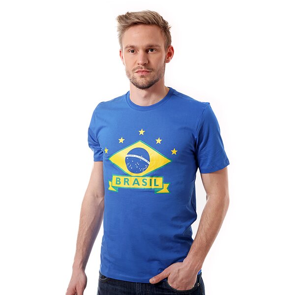 Koszulka męska UMBRO T-SHIRT 2014 - BRASIL CREST TEE 62343u3ai kolor niebieski