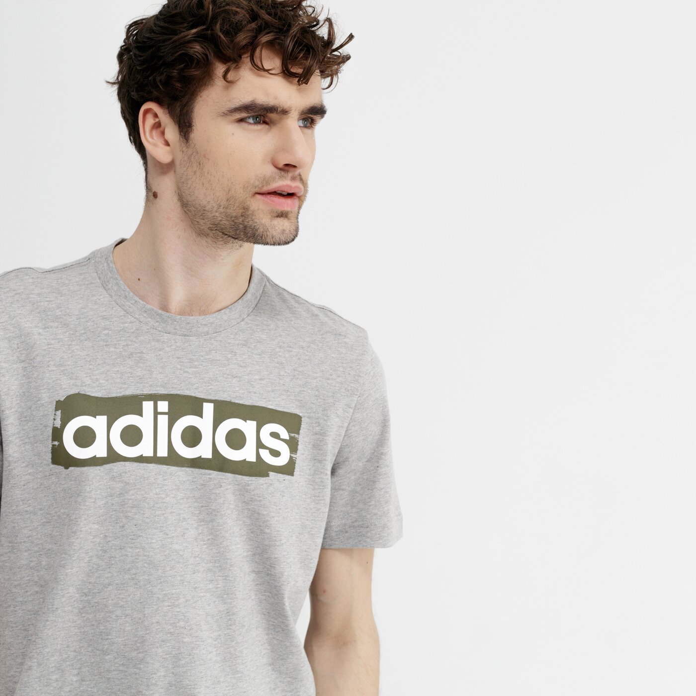 Koszulka męska ADIDAS T-SHIRT SS E LIN BRUSH T dv3051 kolor szary