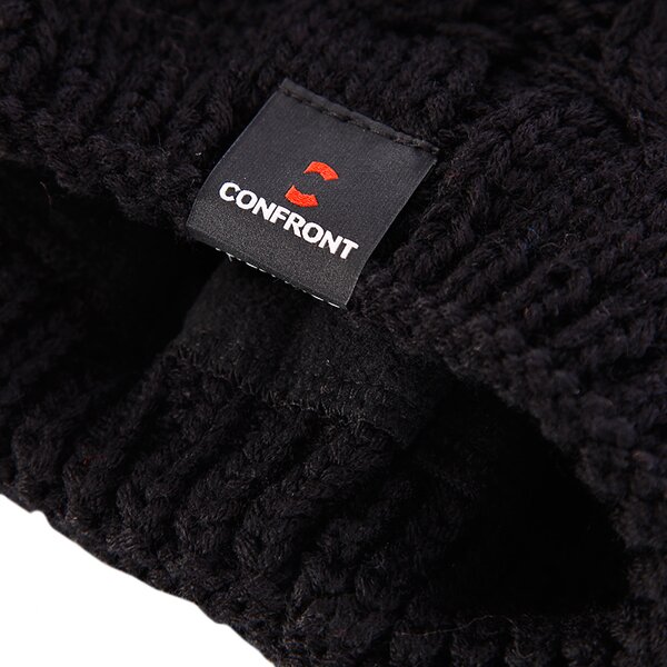 Czapka zimowa damska CONFRONT CZAPKA Z SHORT BLACK KNIT POMPOM cf33cad02 kolor czarny