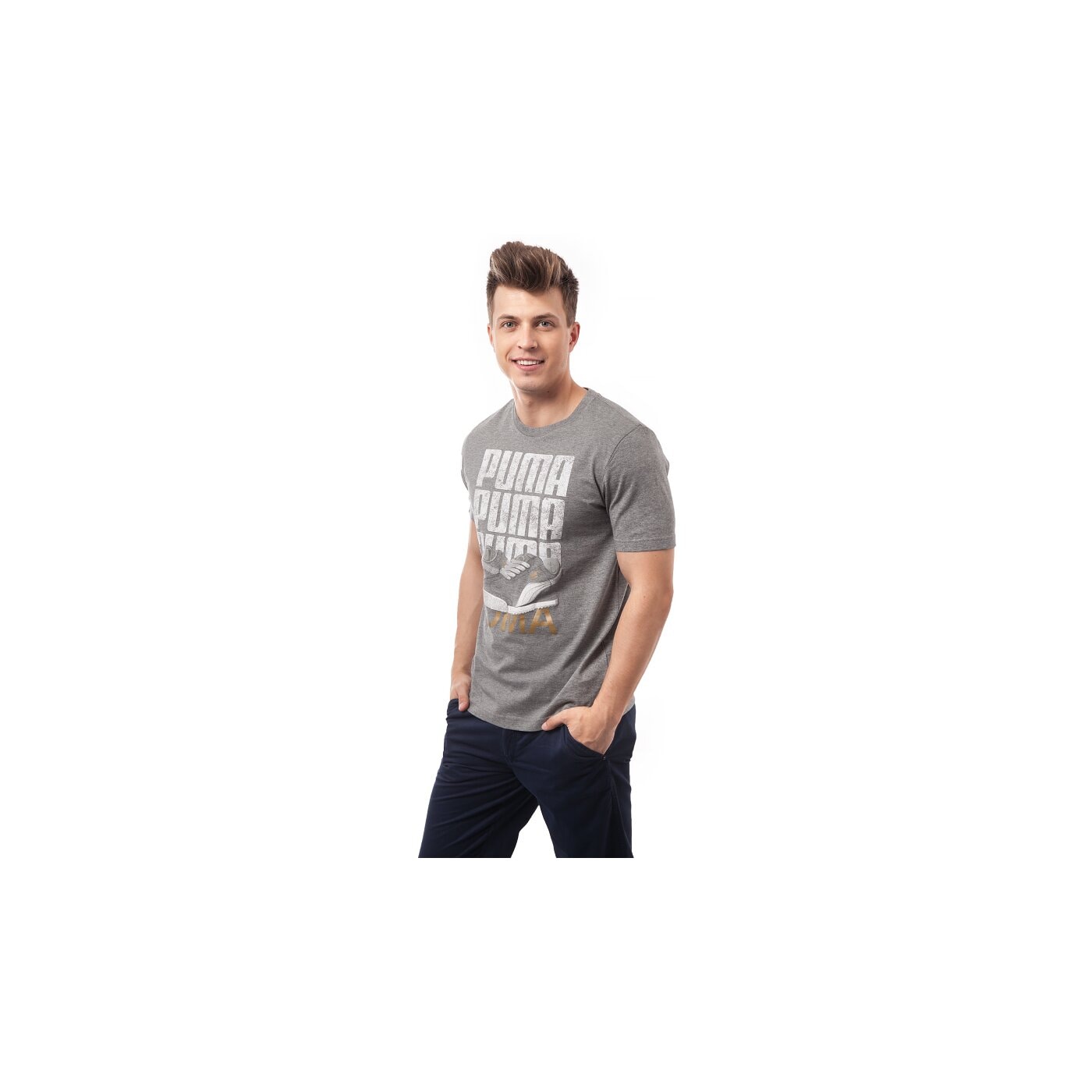 Koszulka męska PUMA T-SHIRT SNEAKER TEE 56826403 kolor szary