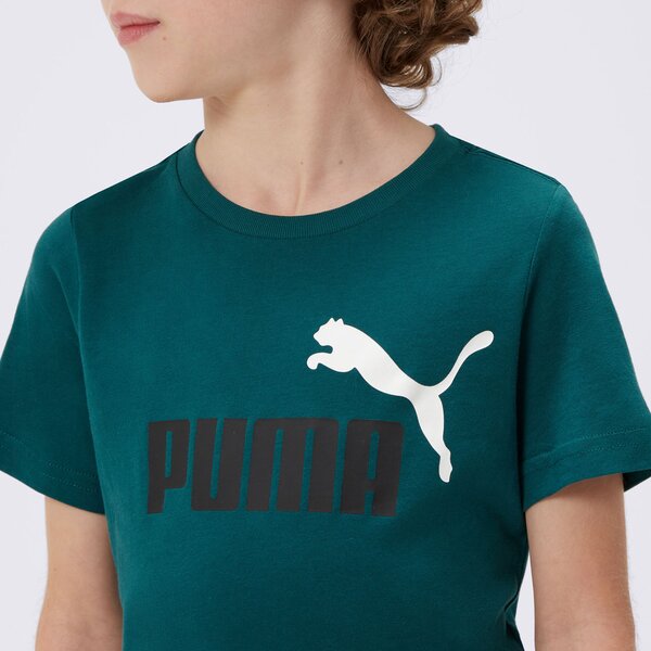 Koszulka dziecięca PUMA T-SHIRT SS ESS+ 2 COL LOGO B 586985 75 kolor zielony