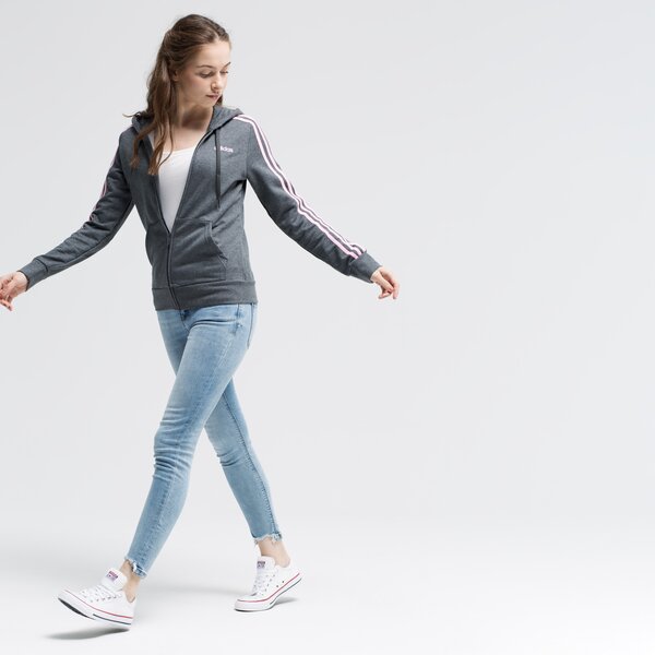 Bluza damska ADIDAS BLUZA ROZPINANA Z KAPTUREM W E 3S FZ HD du0657 kolor szary