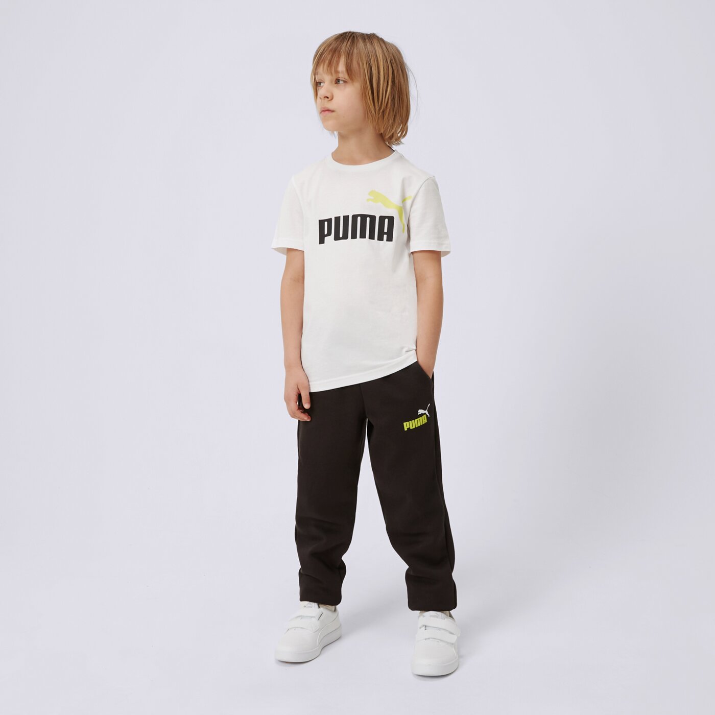 Koszulka dziecięca PUMA T-SHIRT SS ESS+ 2 COL LOGO TEE B 586985 32 kolor biały