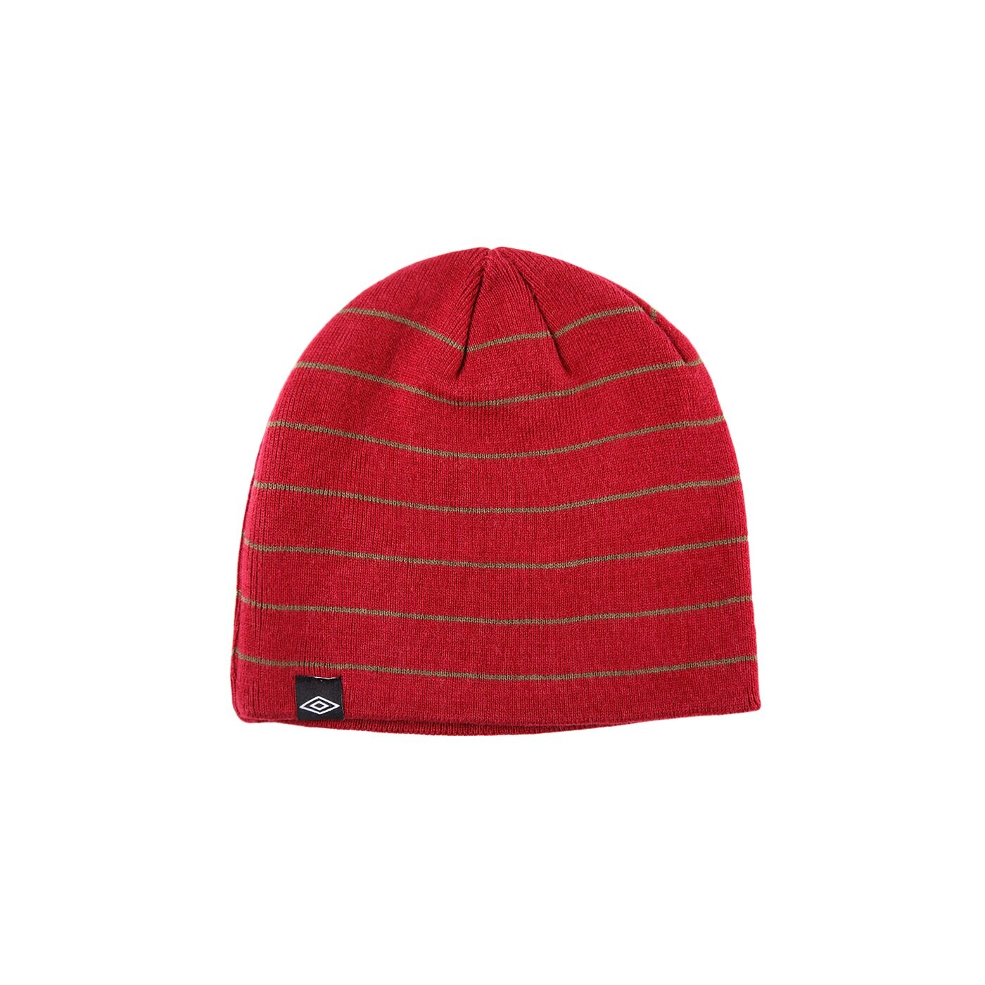 Czapka zimowa damska UMBRO CZAPKA NARROW STRIPES BEANIE DRK RED/KHAKI ul33cau12b kolor bordowy