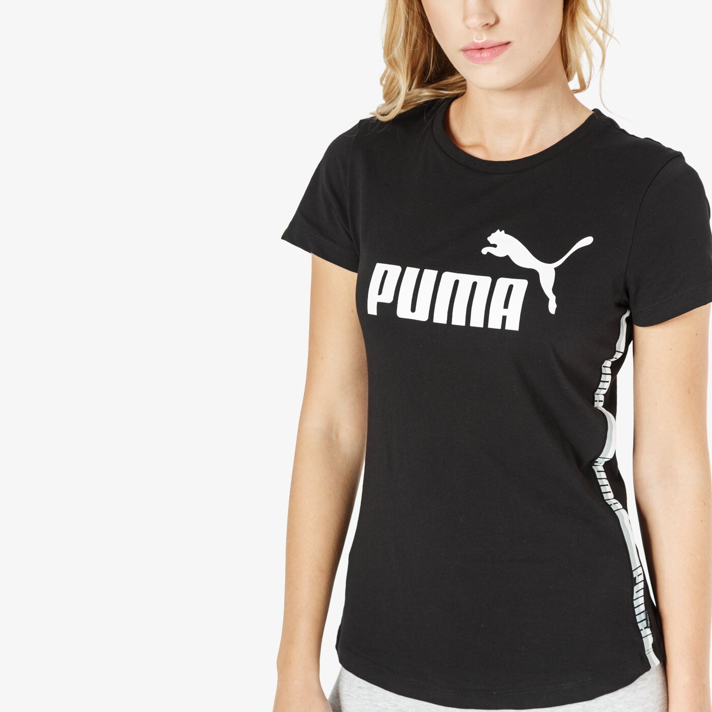 Koszulka damska PUMA T-SHIRT SS ELEVATED ESS TAPE 85343201 kolor czarny