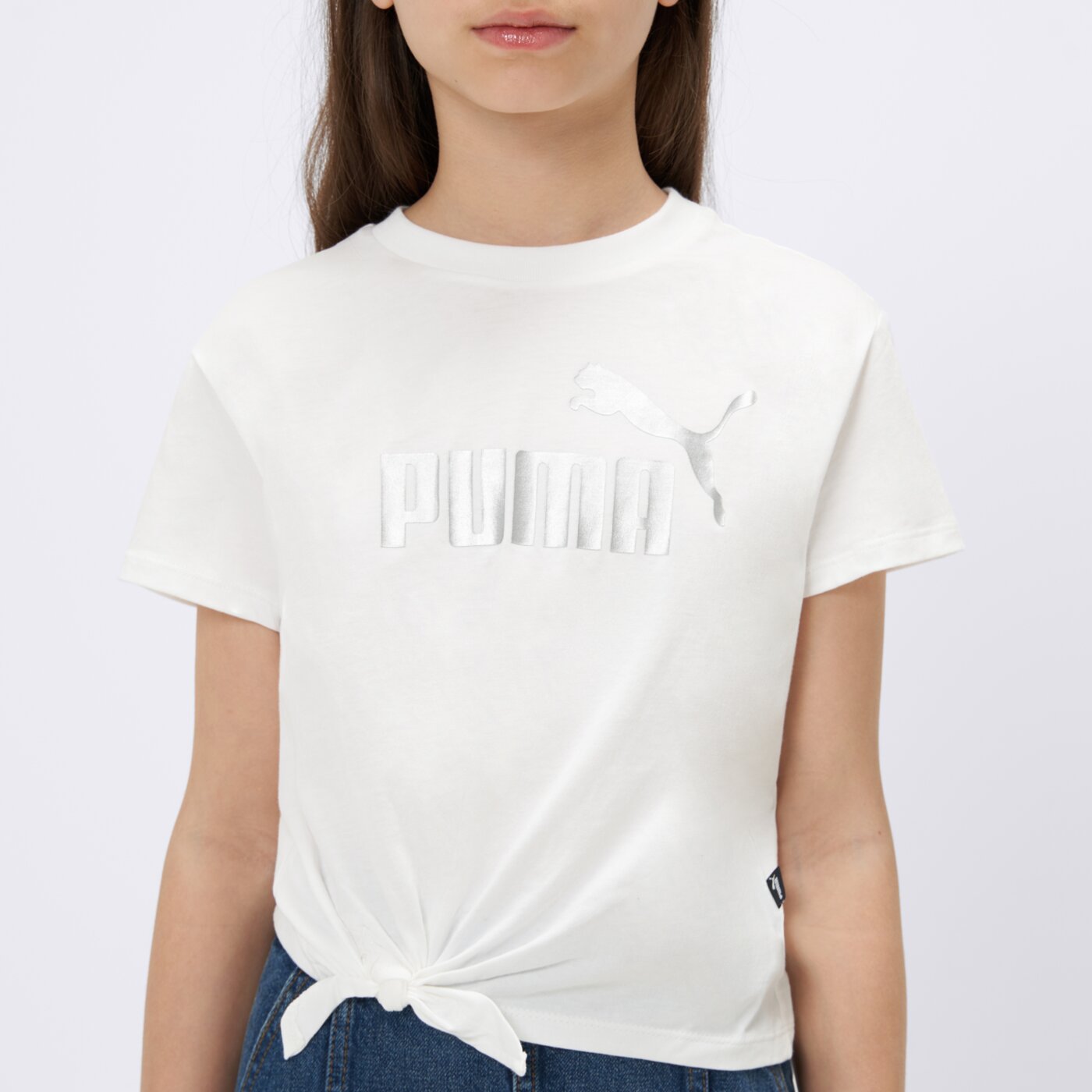 Koszulka dziecięca PUMA T-SHIRT ESS + LOGO KNOTTED TEE 84695602 kolor biały