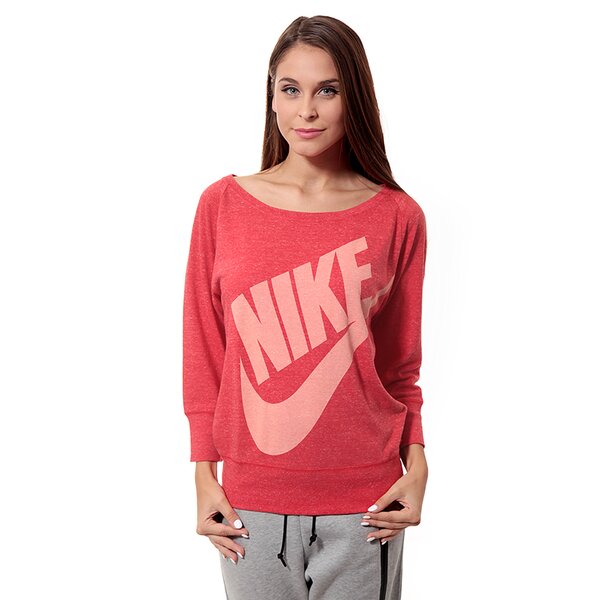 Koszulka damska NIKE T-SHIRT L\S GYM VINTAGE CREW 614805660 kolor czerwony