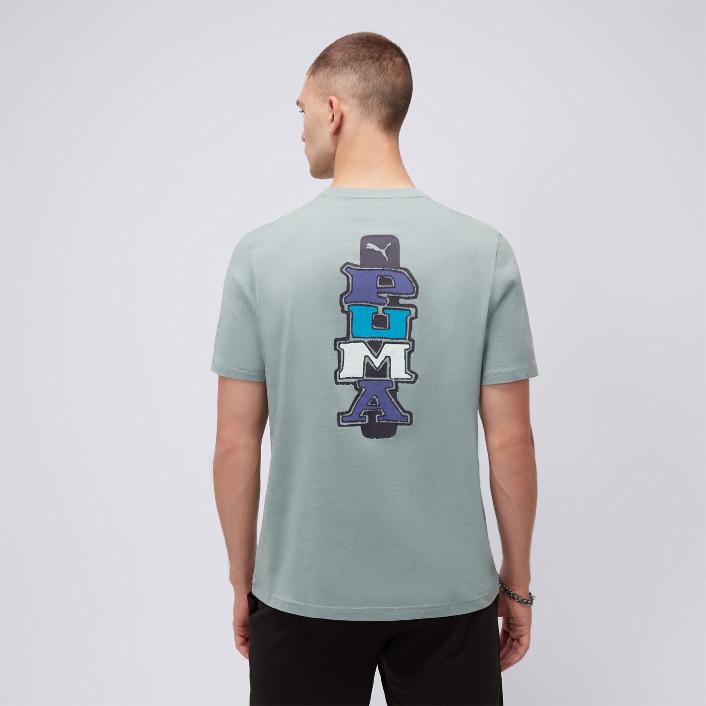 Koszulka męska PUMA T-SHIRT GRAPHICS PUMA BACK 68483230 kolor zielony