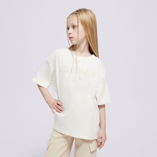 Koszulka dziecięca JORDAN T-SHIRT JDG HIGH BRAND READ SS GIRL 45d334-782 kolor beżowy
