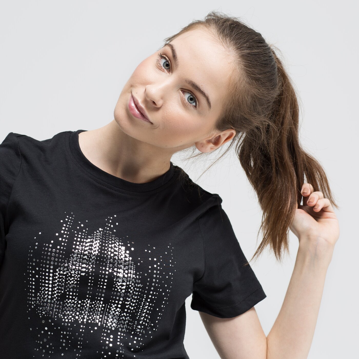 Koszulka damska REEBOK T-SHIRT GS MOTION DOT CREW du4670 kolor czarny