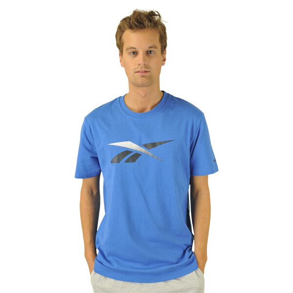 Koszulka męska REEBOK T-SHIRT VECTOR STRIPE T BUFF BLUE o44866 kolor niebieski