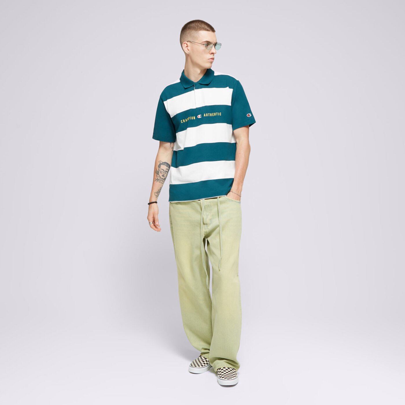 Koszulka polo męska CHAMPION POLO STRIPED POLO 219858gs549 kolor zielony