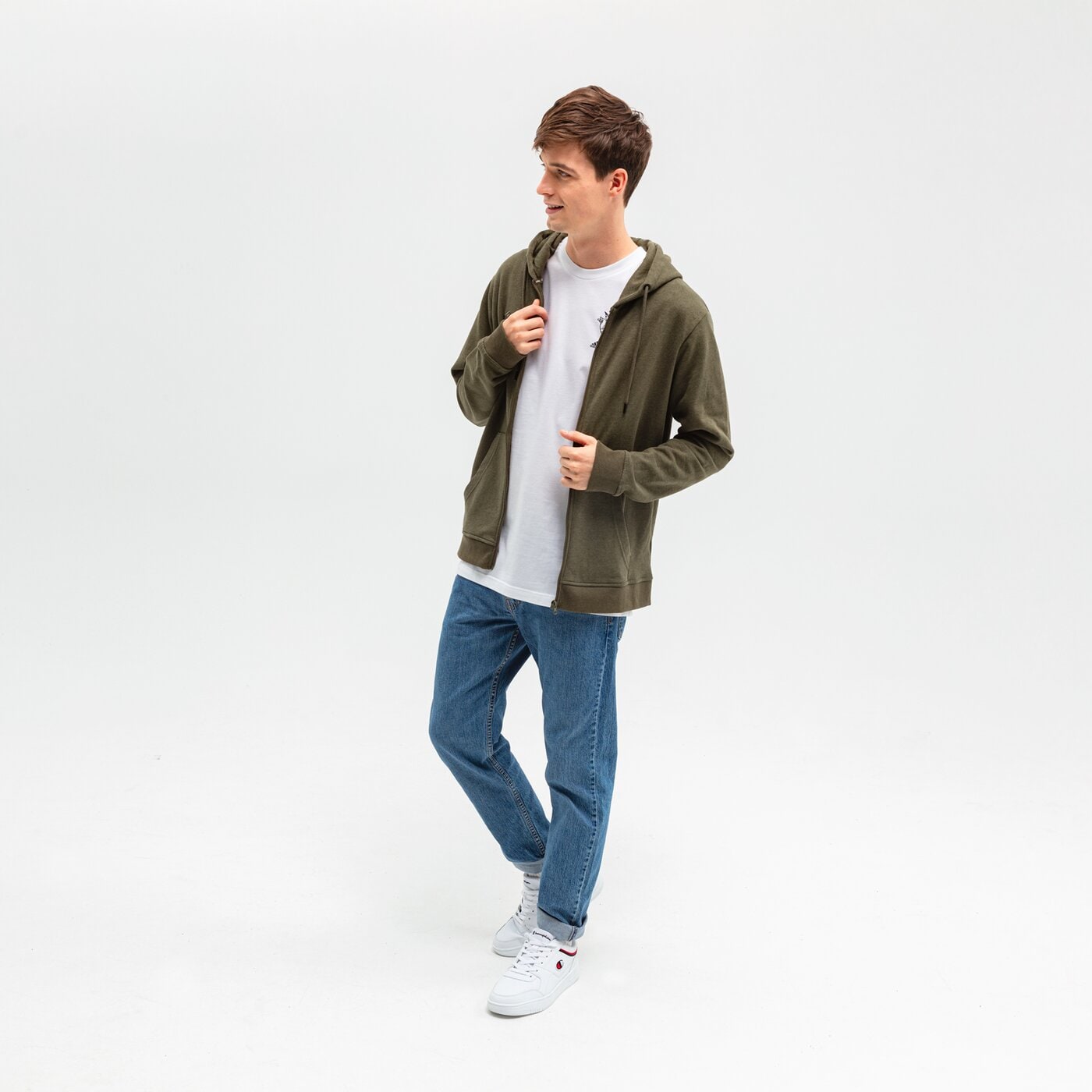 Bluza męska UMBRO BLUZA ROZPINANA Z KAPTUREM GALLO II ul321blm90003 kolor khaki