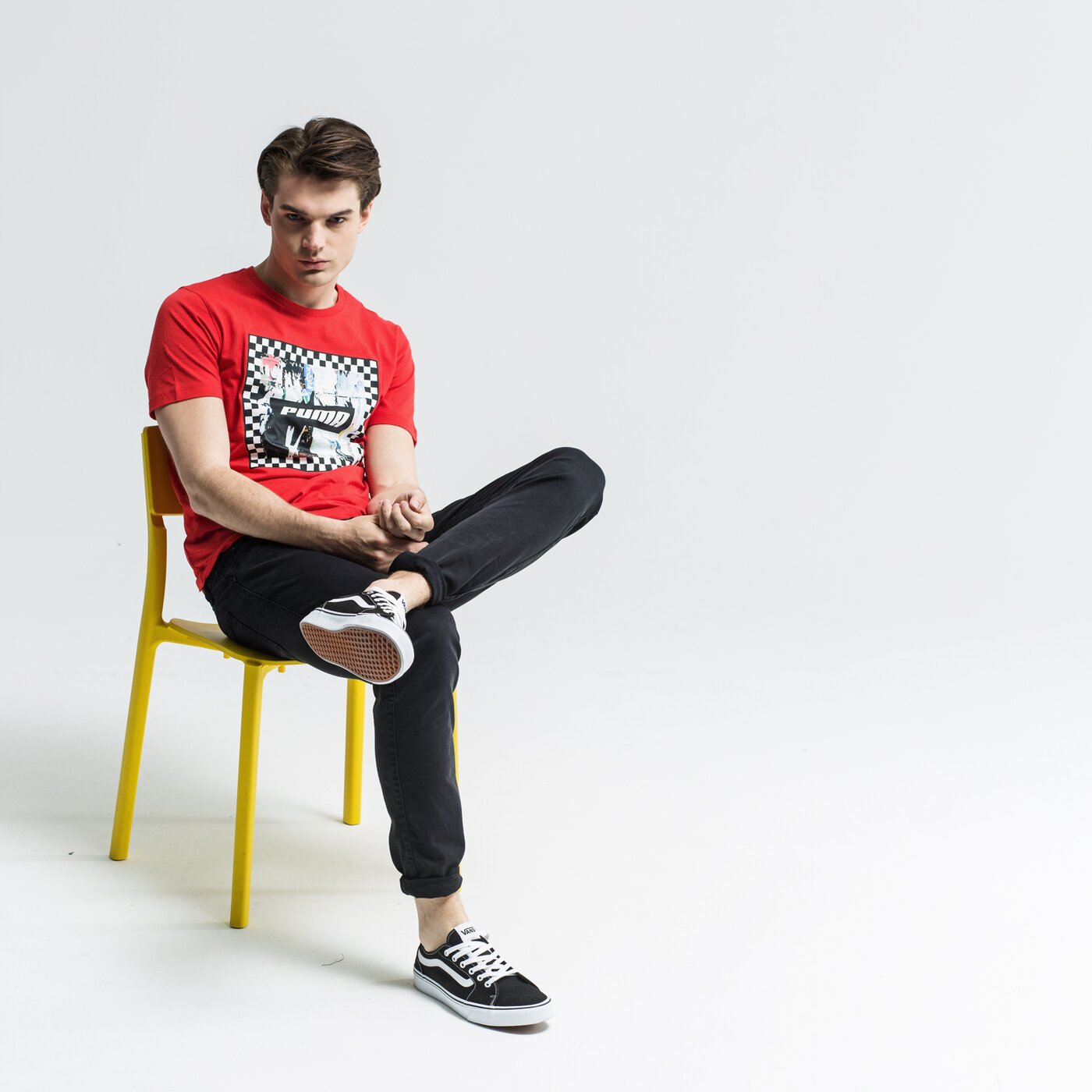 Koszulka męska PUMA T-SHIRT SS CHECK GRAPHIC 85407311 kolor czerwony