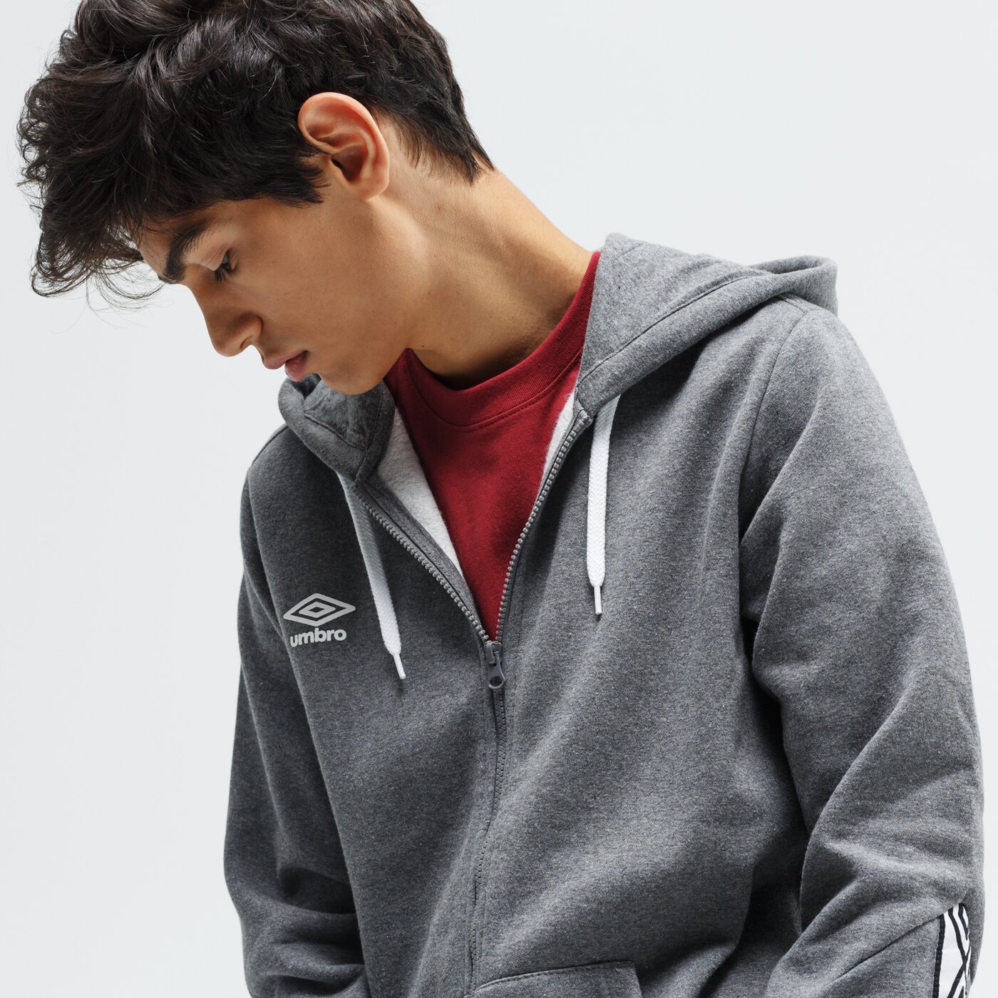 Bluza męska UMBRO BLUZA FZ FLEECE WITH CUFF TAPING 55193u-77n kolor szary