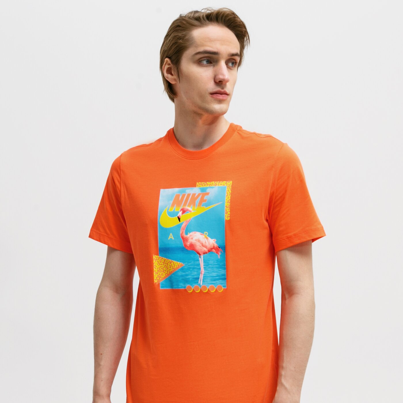 Koszulka męska NIKE T-SHIRT SS M NSW BEACH FLAMINGO dd1282-842 kolor pomarańczowy