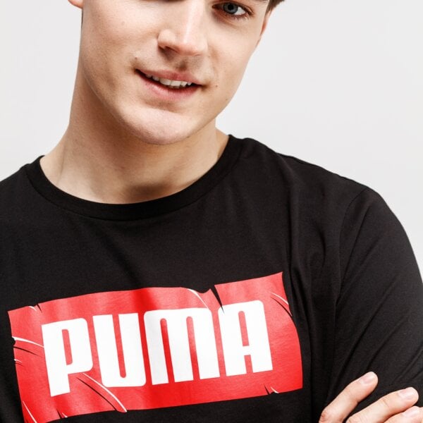 Koszulka męska PUMA T-SHIRT SS PUMA WORDING 85407201 kolor czarny