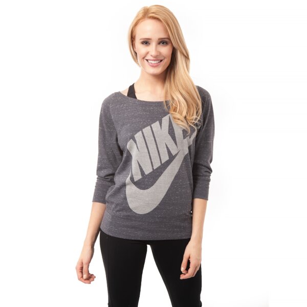 Koszulka damska NIKE T-SHIRT L\S GYM VINTAGE CREW 614805021 kolor szary