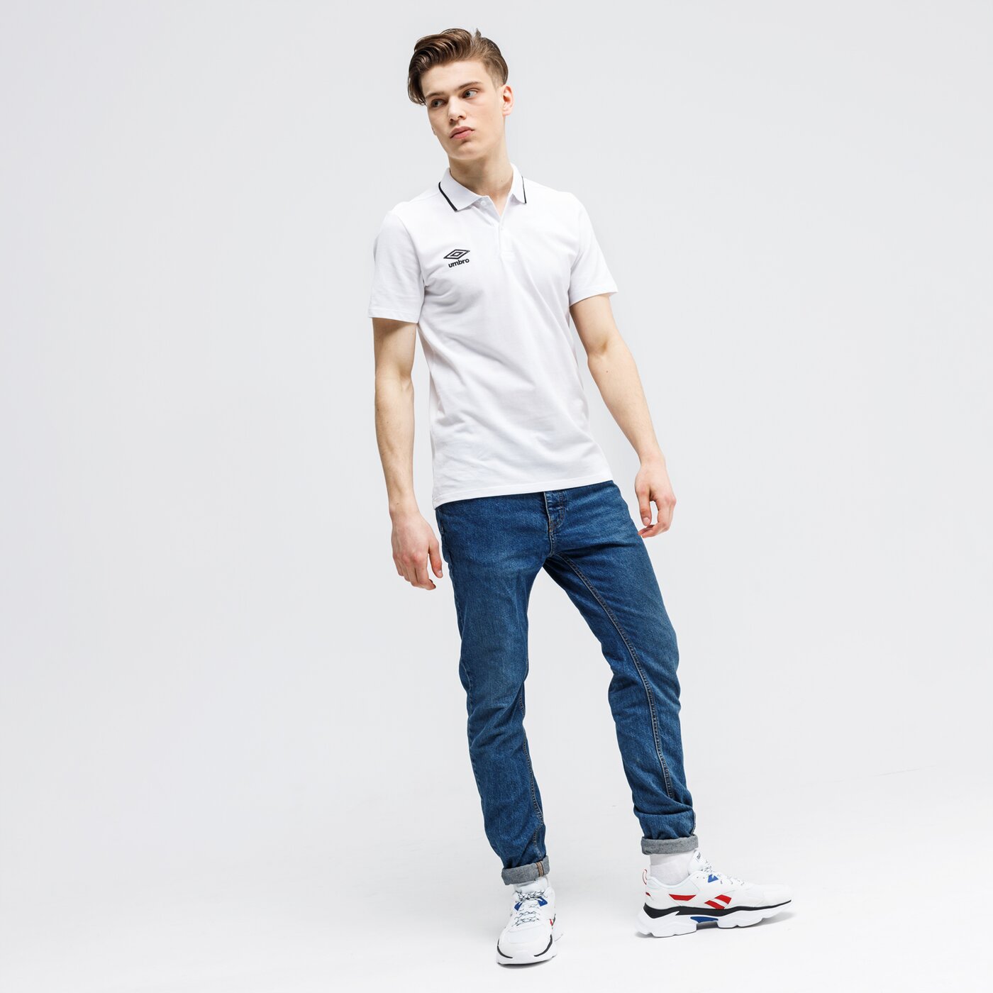 Koszulka polo męska UMBRO POLO FW PIQUE POLO 65703u-13v kolor biały
