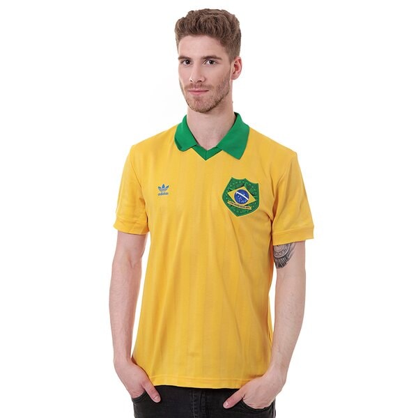 Koszulka męska ADIDAS T-SHIRT BRAZUCA RETRO f77291 kolor żółty
