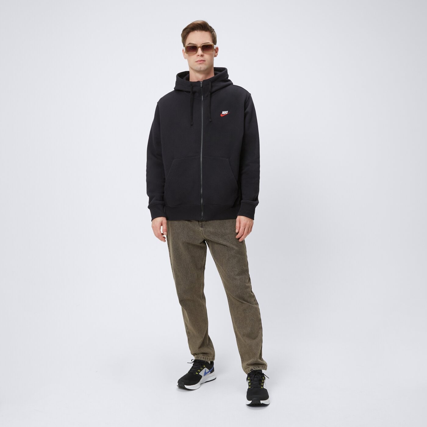 Bluza męska NIKE BLUZA Z KAPTUREM M NSW CLUB DT HOODIE FZ BB ESSENTIALS dq8384-012 kolor czarny