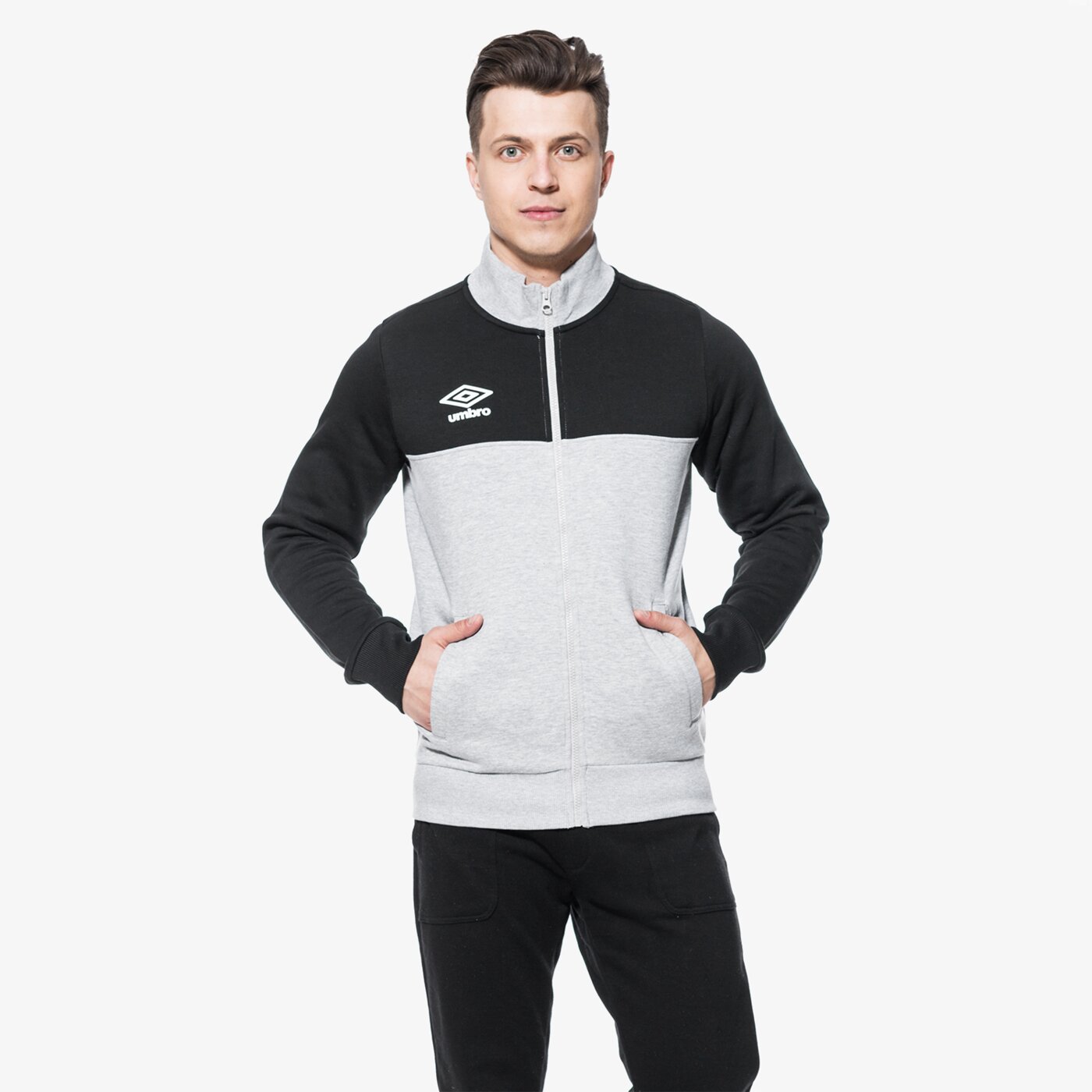 Bluza męska UMBRO BLUZA FLEECE ZIP THROUGH 64878ub43 kolor szary