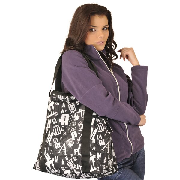 Torba sportowa damska PUMA TORBA CORE LITE SHOPPER BLACK-WHITE PUNK 06876301 