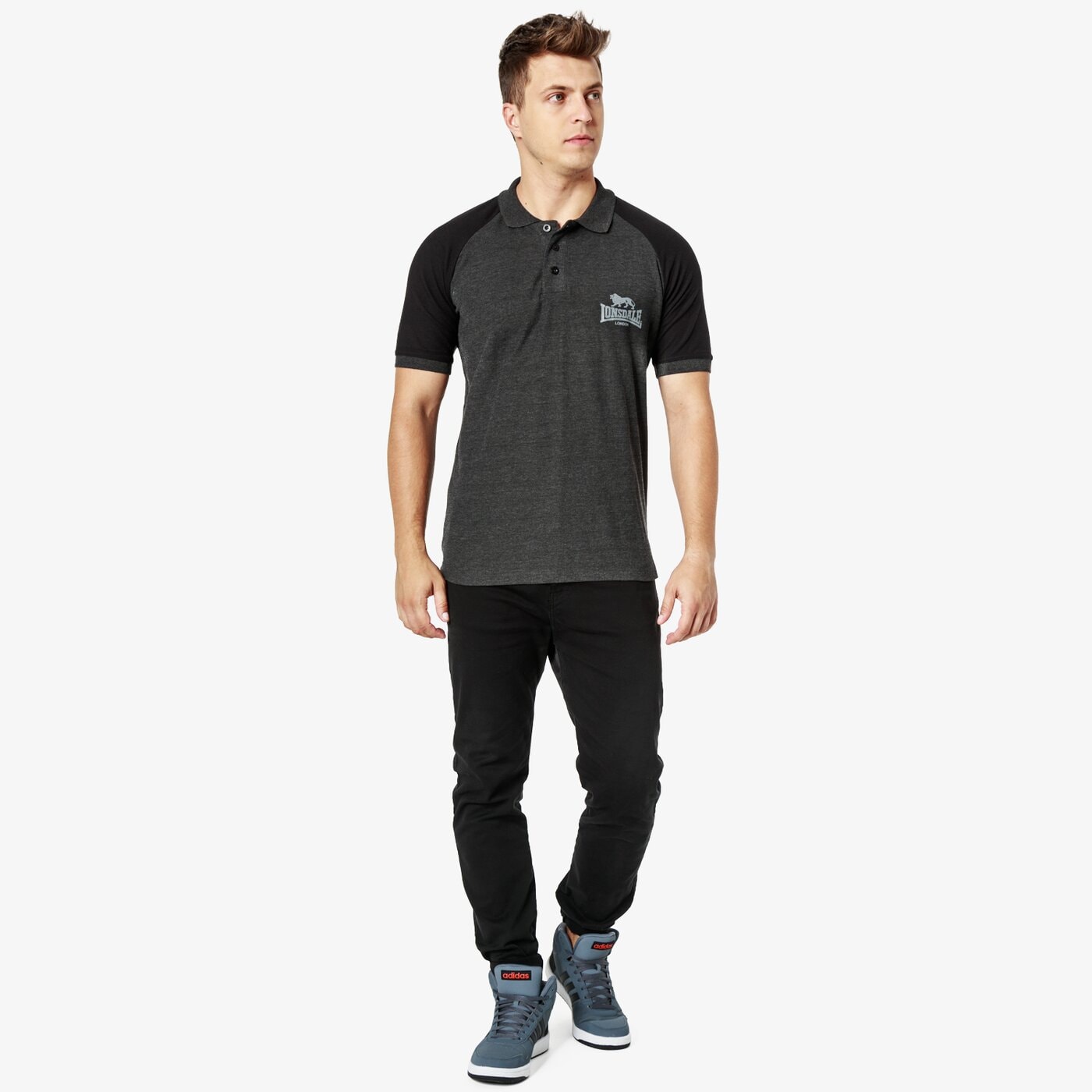 Koszulka polo męska LONSDALE POLO SS INHURST 1138111000 kolor szary