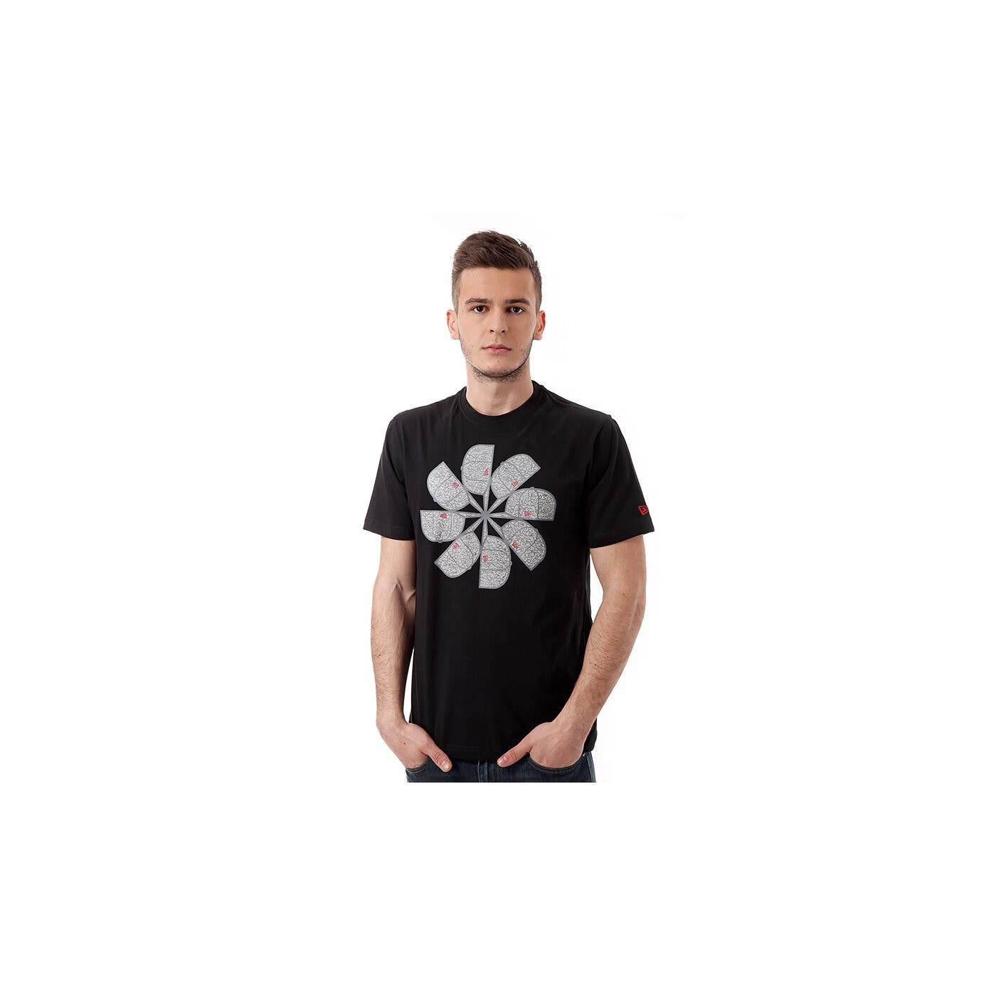 Koszulka męska NEW ERA T-SHIRT SPINNING CAP BLK 10996658 kolor czarny