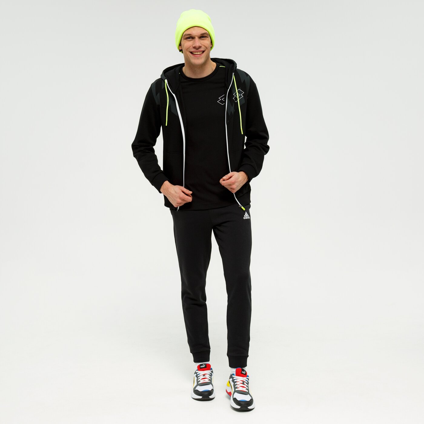 Bluza męska LOTTO BLUZA ROZPINANA Z KAPTUREM LOGO VI FZ HD FL 216702-1cl kolor czarny