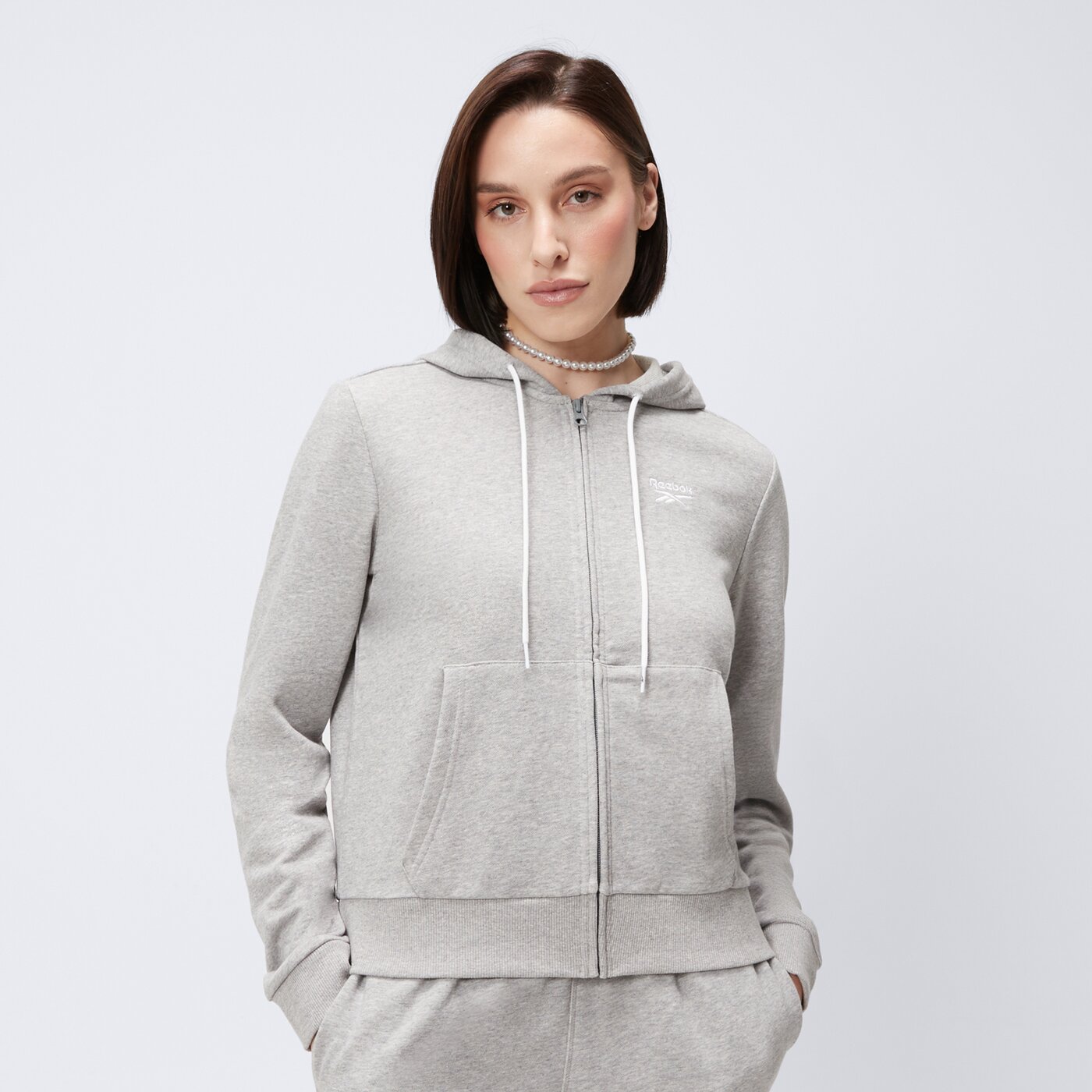 Bluza damska REEBOK BLUZA ROZPINANA Z KAPTUREM RI SL FRENCH TERRY FZ 100071708 kolor szary