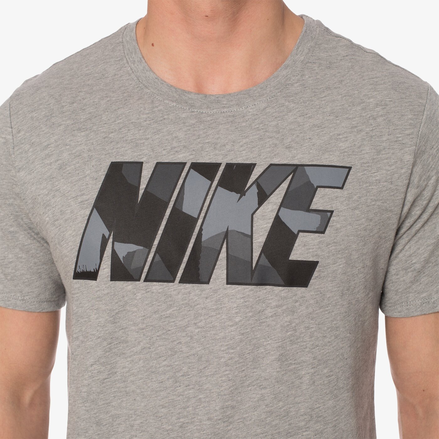 Koszulka męska NIKE T-SHIRT M PRNT ZINC BLK 847650063 kolor szary