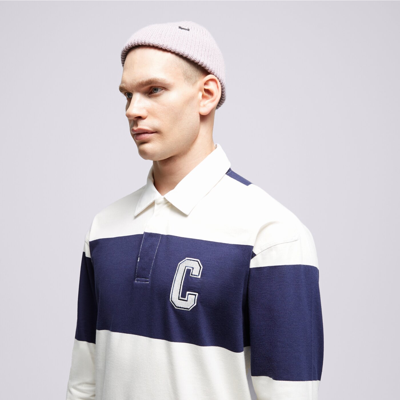 Koszulka polo męska CHAMPION T-SHIRT STRIPED POLO 219181bs561 kolor granatowy