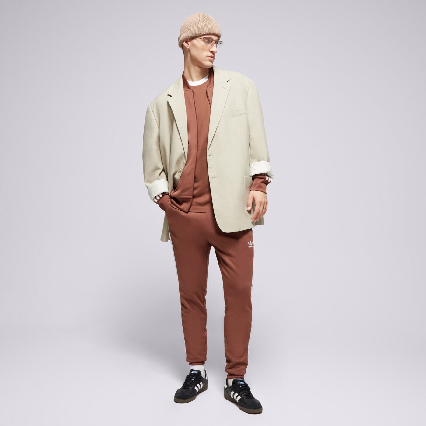 Bluza męska ADIDAS BLUZA ROZPINANA SST TT iy9855 kolor brązowy