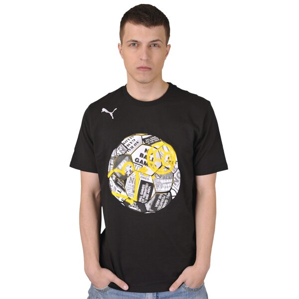 Koszulka męska PUMA T-SHIRT FTBL SIGN COLLAGE BLACK 652619031 kolor czarny