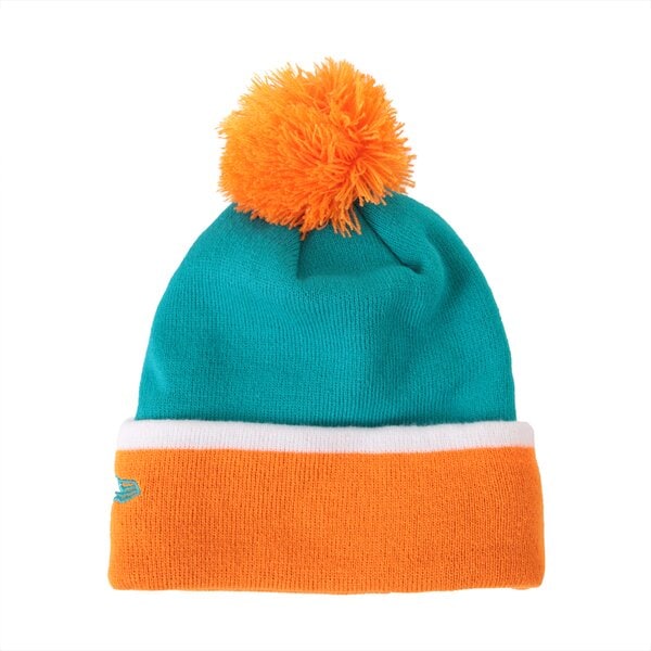 Czapka zimowa damska NEW ERA CZAPKA TEAM CUFF BOBBLE MIAMI DOLPHINS 80043294 kolor niebieski