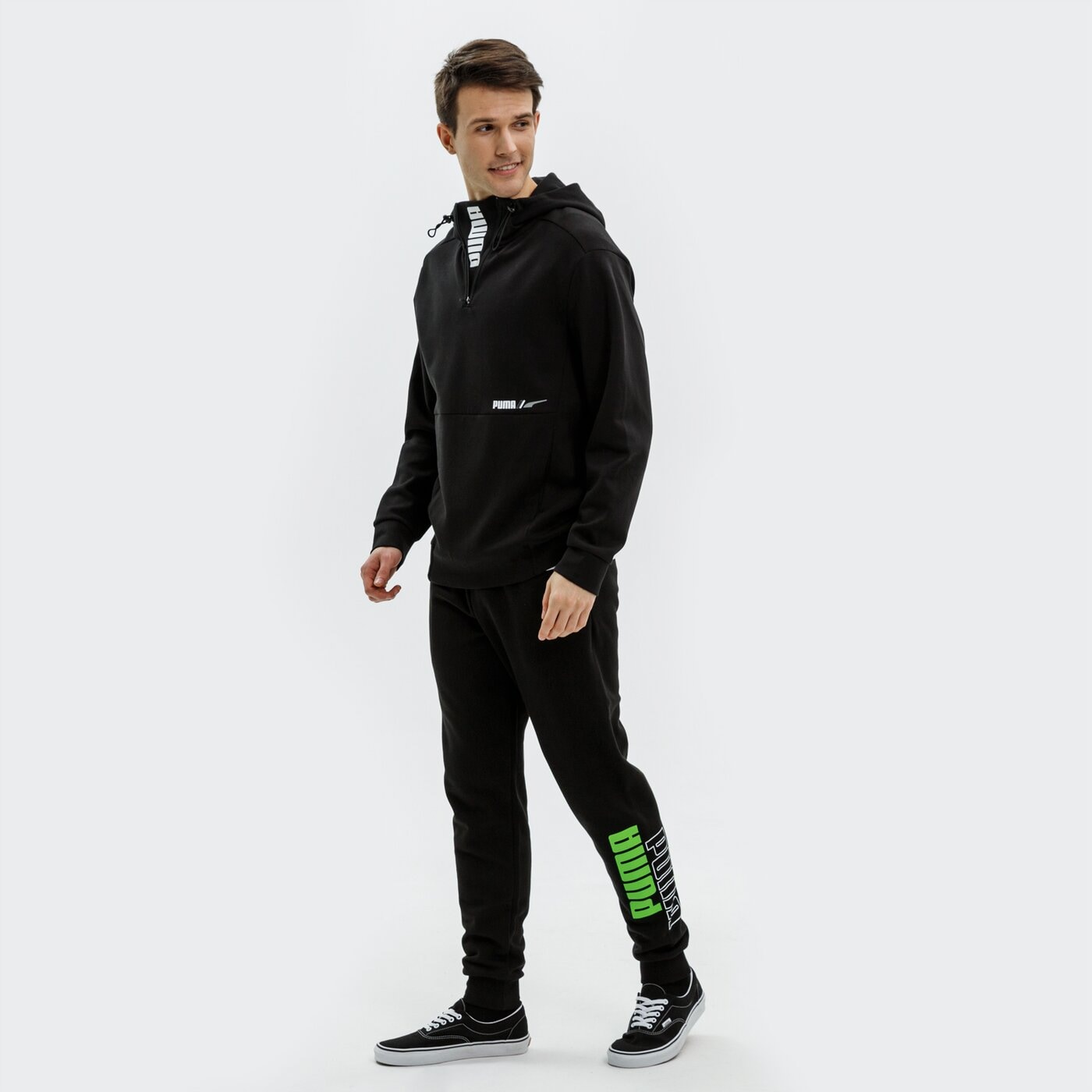 Bluza męska PUMA BLUZA Z KAPTUREM RAD/CAL HALF ZIP DK - PUMA BLACK 58938901 kolor czarny