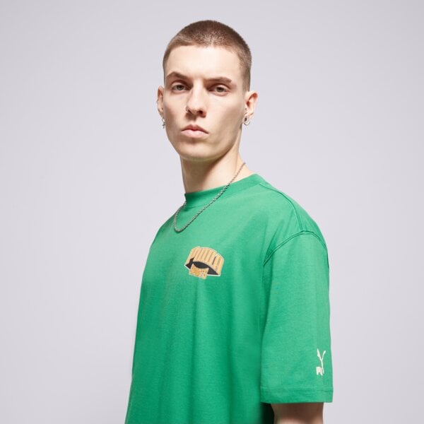 Koszulka męska PUMA T-SHIRT PUMA TEAM FOR THE FANBASE GRAPHIC TEE 62439586 kolor zielony
