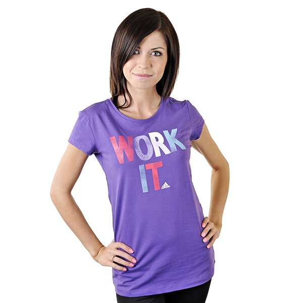 Koszulka damska ADIDAS T-SHIRT SLOGAN TEE o03190 kolor fioletowy