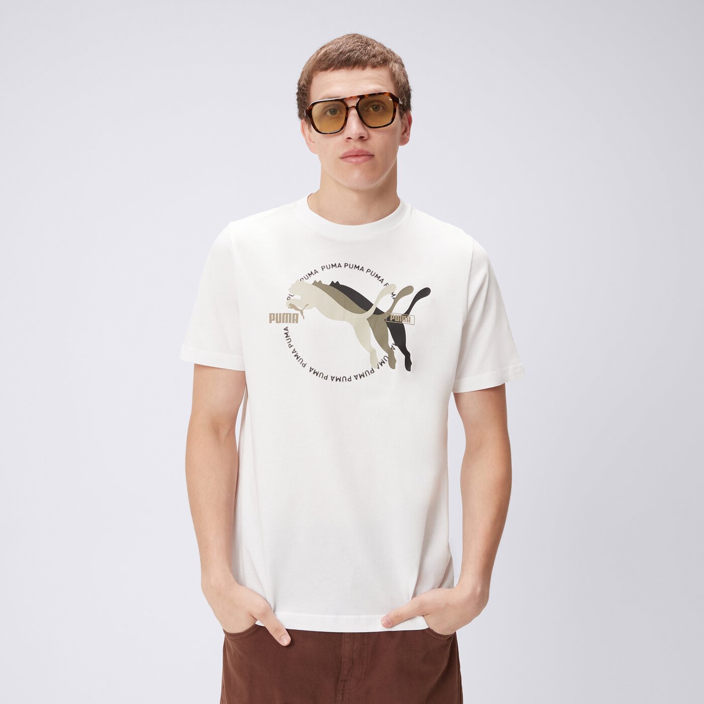 Koszulka męska PUMA T-SHIRT GRAPHICS MULTIPLE CAT LOGO 68482602 kolor biały