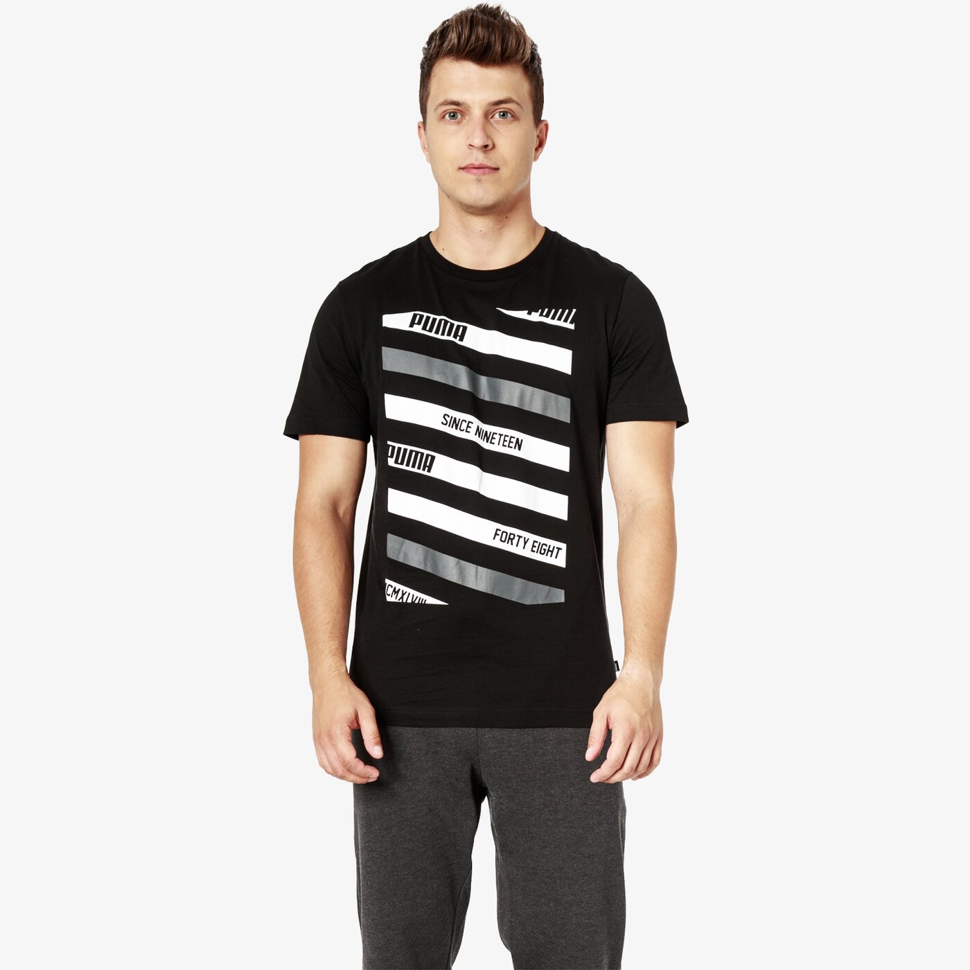 Koszulka męska PUMA T-SHIRT SS LINES GRAPHIC 85154501 kolor czarny