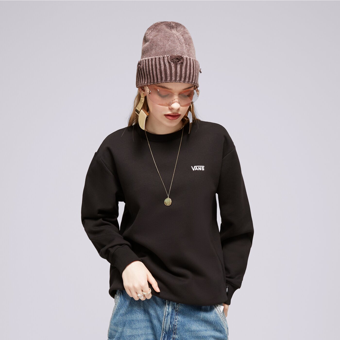 Bluza damska VANS BLUZA FLYING CREW EMEA vn00046xblk1 kolor czarny