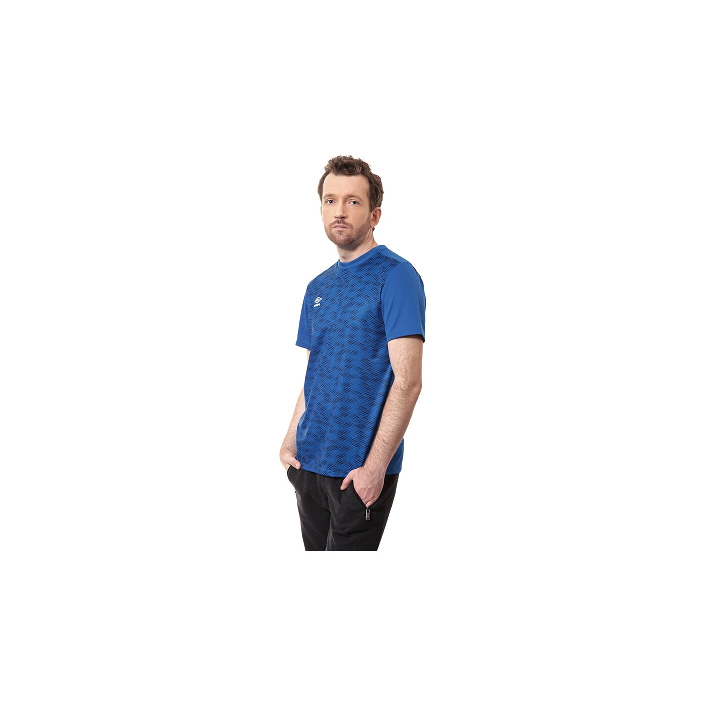 Koszulka męska UMBRO T-SHIRT TRAINING GRAPHIC POLY TEE 62572u030 kolor granatowy