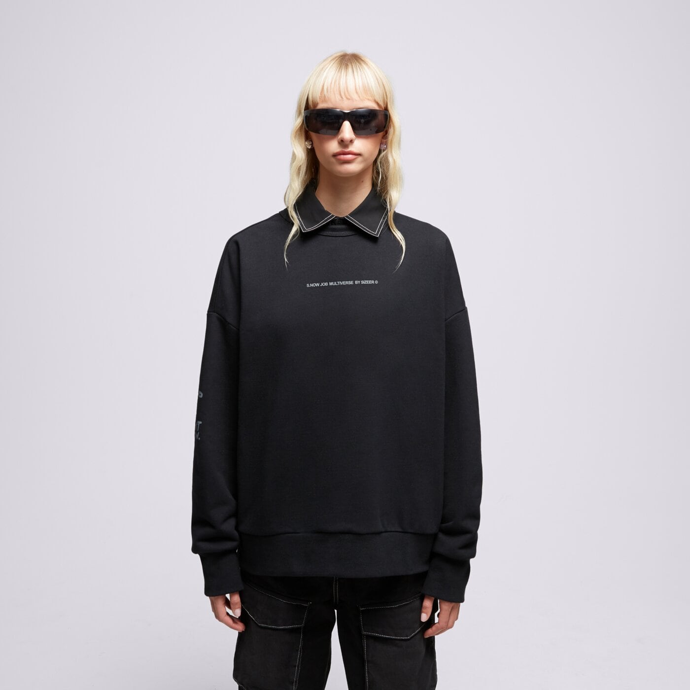 S.NOW JOB SIZEER CREWNECK “I DON'T KNOW” BLACK si123blu51001 kolor czarny